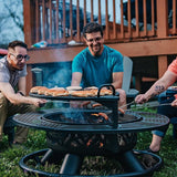 Red Mountain Valley 47" Outdoor Fire Pit with Adjustable Grill, 2-in-1 Metal Outdoor Fireplaces, Large Patio Wood Burning