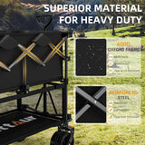 Foldable 50''L Extra Long Double Decker Wagon for Sport, 400L Collapsible Heavy Duty Wagon Cart with Big Wheels, Utility