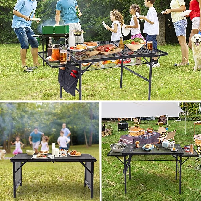 Nice C Folding Grill Table, Camping Table, Tailgate Tables, Grill Tables, Outdoor, Metal Folding Adjustable Height&Width,