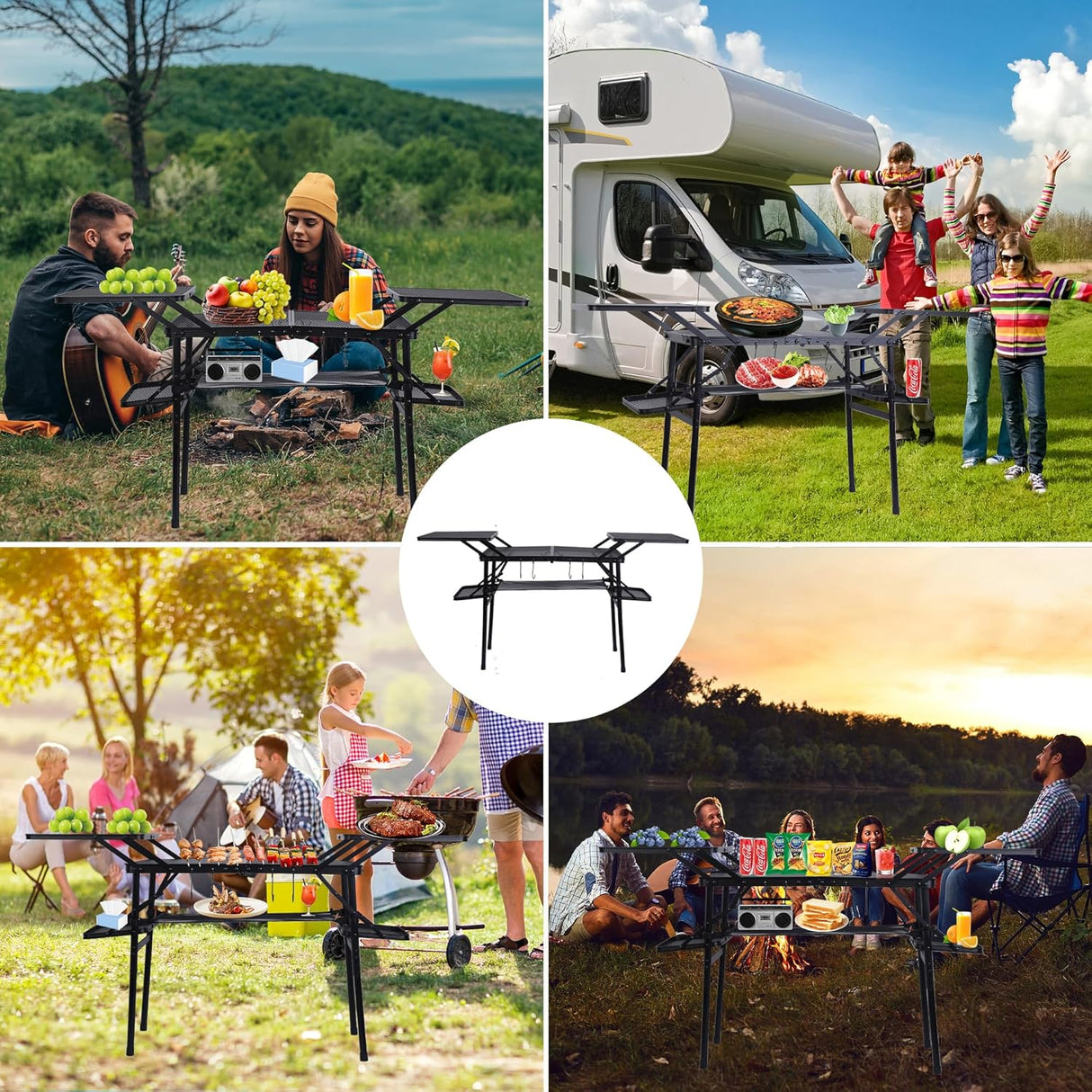 Nice C Camping Table, Compact Folding Table, Grill Table, Outdoor Tables, Camping Tables That Fold Up Lightweight, with 4
