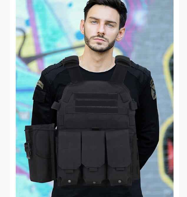 Military Vest Hunting Tactical Plate Carrier Vest in Black, alternate view 2