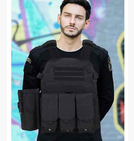 Military Vest Hunting Tactical Plate Carrier Vest in Black, alternate view 2