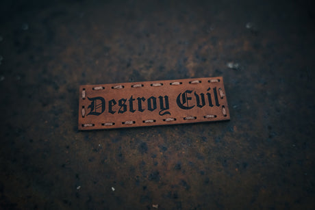 Destroy Evil Leather Patch in Walnut Dye / Brown Thread