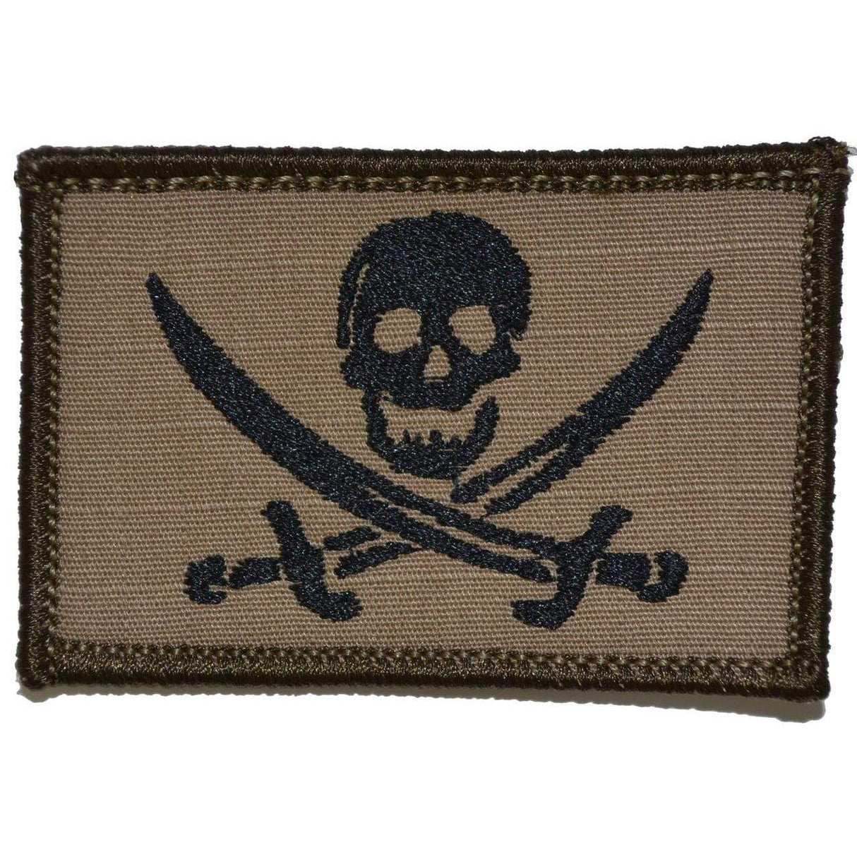 Pirate Jolly Roger - 2x3 Patch in Coyote Brown w/ Black, alternate view 4