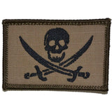 Pirate Jolly Roger - 2x3 Patch in Coyote Brown w/ Black, alternate view 4