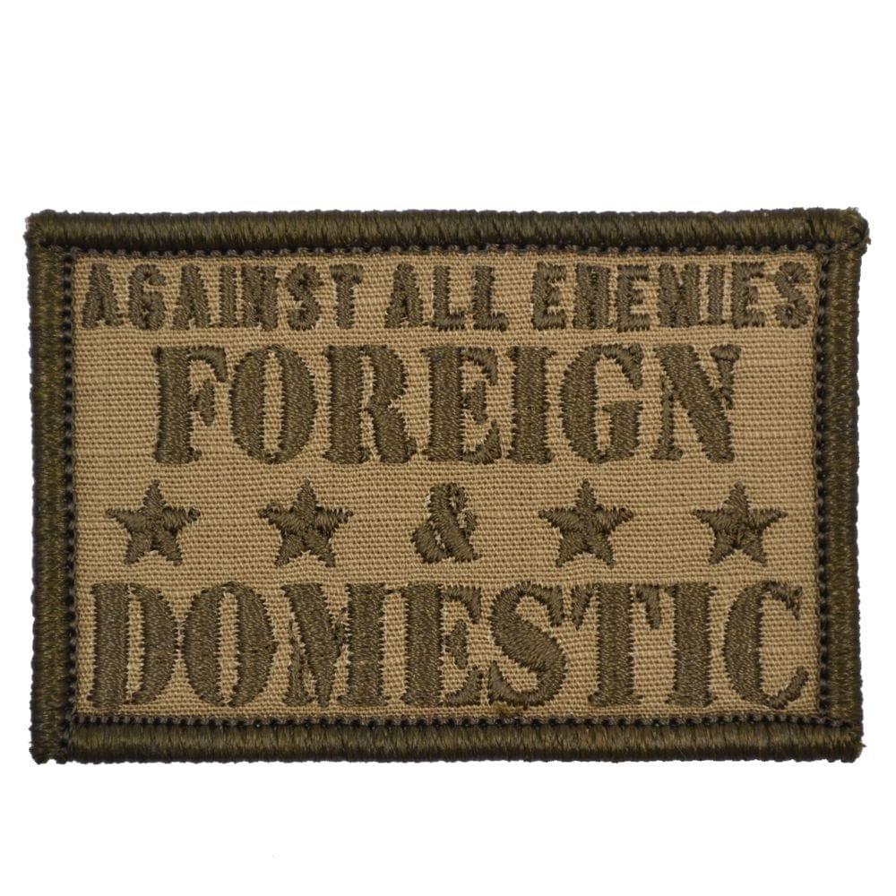 Tactical Gear Junkie Against All Enemies 2x3 Patch in Coyote Brown, alternate view 3