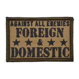 Tactical Gear Junkie Against All Enemies 2x3 Patch in Coyote Brown w/ Black, alternate view 4
