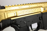 EMF200 LX gold anodized laser engraved receiver detail