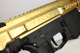 EMF200 LX gold anodized laser engraved receiver detail