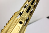EMF200 LX gold anodized laser engraved Handguard detail 