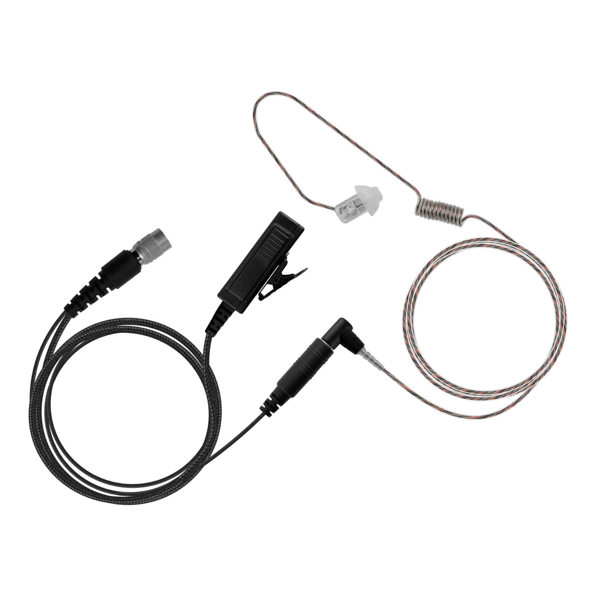 Braided Fiber Tactical Mic & Invisible Series Tubeless Earpiece Complete Kit w/ Quick Disconnect (Hirose) - All Kenwood 2 Pin TK & NEXEDGE (NX), Baofeng, BTECH, Rugged Radios, Diga-Talk, TYT, AnyTone, Alinco, Relm/BK Radio, Quansheng, Wouxon, Retevis