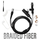 Tactical Braided Fiber Mic & Tube Earpiece Kit w/ Quick Disconnect (Hirose) Connector - BaoFeng: UV9G, UV9R, UV9R Plus, UV9R Pro, BF-A58, BF-558, BF-N9, UV-XR, GT-3WP, BF-9700, UV-5S, BF-R760, UV-82WP