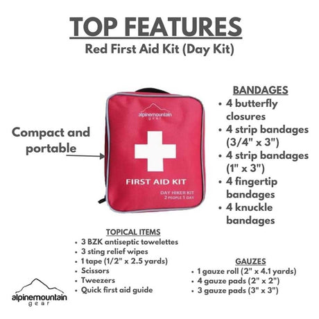 Botiquín de primeros auxilios - Kit médico compacto de emergencia con vendas, gasas y más