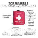 First Aid Kit - Compact Emergency Medical Kit with Bandages, Gauze, and More