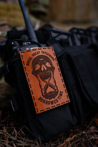 Borrowed Time Leather Patch – Red Dye / Black Thread — alternate view 3