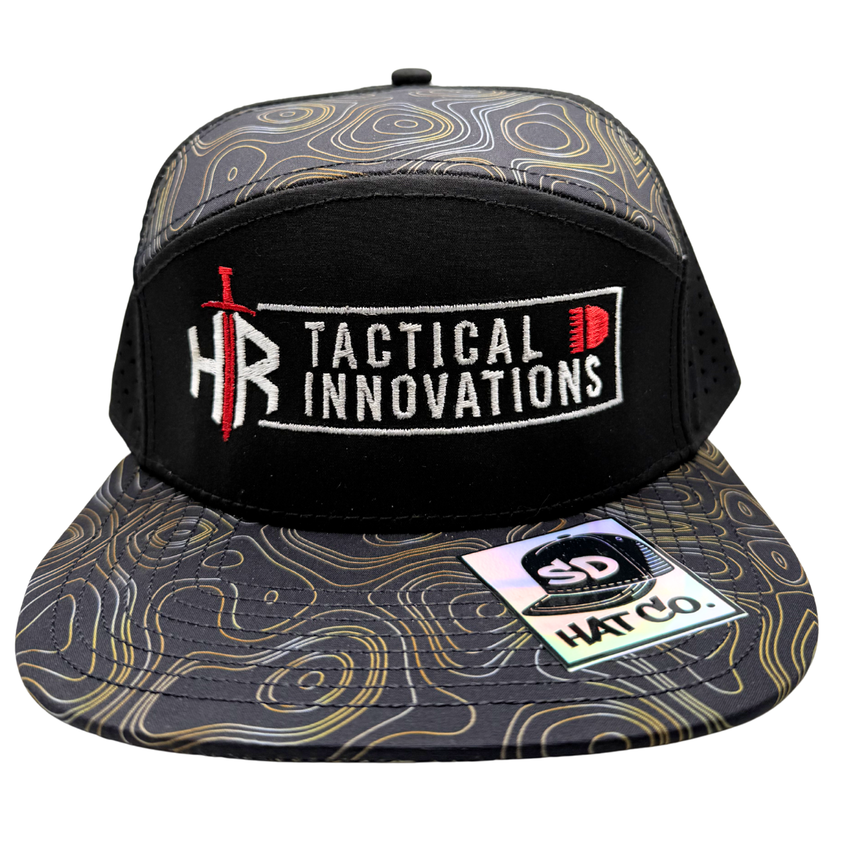 HR Tactical Black Topographic 6-Panel Snapback Hat, alternate view 3