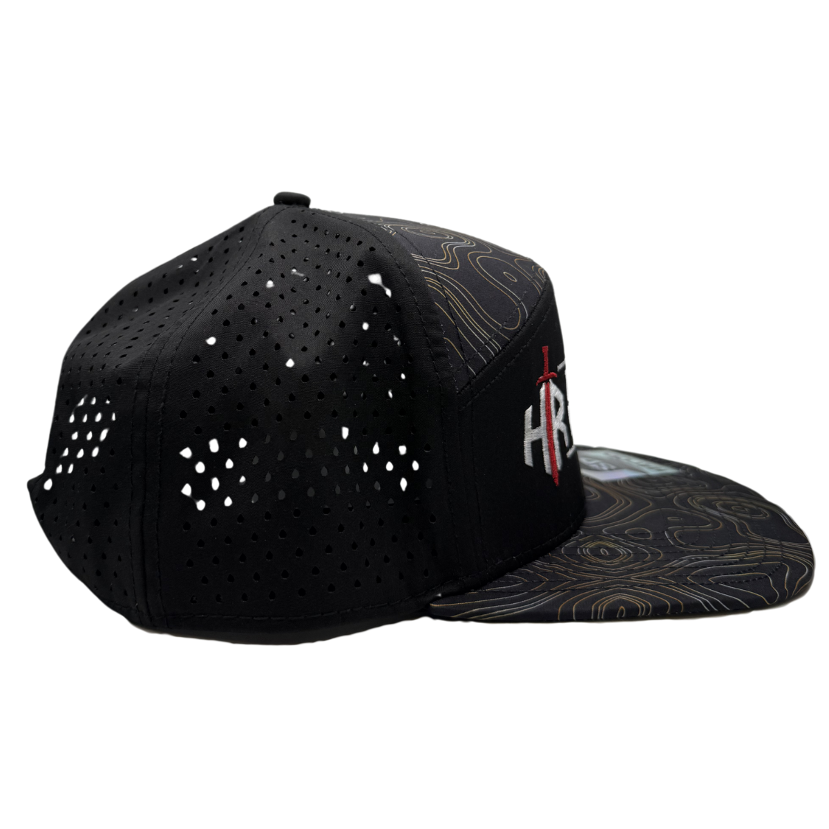 HR Tactical Black Topographic 6-Panel Snapback Hat, alternate view 5