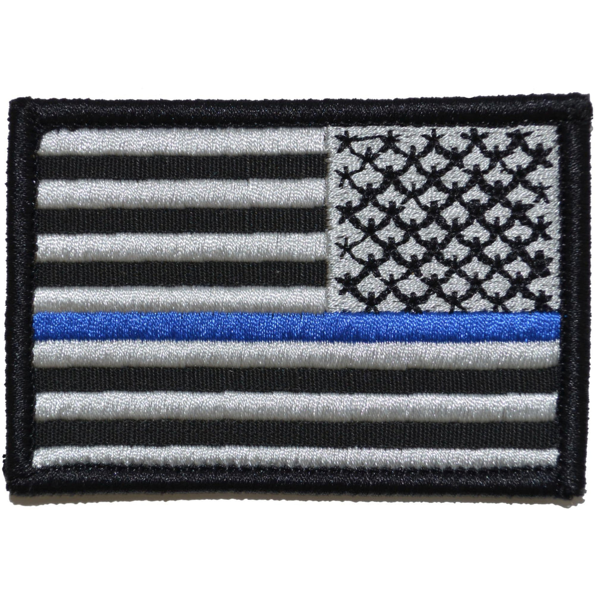 Reverse Thin Blue Line Police US Flag - 2x3 Patch in Black