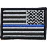 Reverse Thin Blue Line Police US Flag - 2x3 Patch in Black