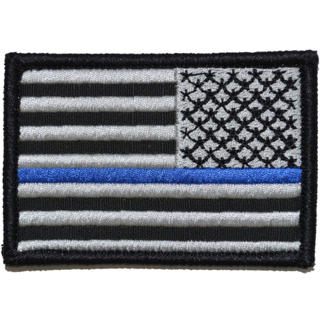 Reverse Thin Blue Line Police US Flag - 2x3 Patch in Black