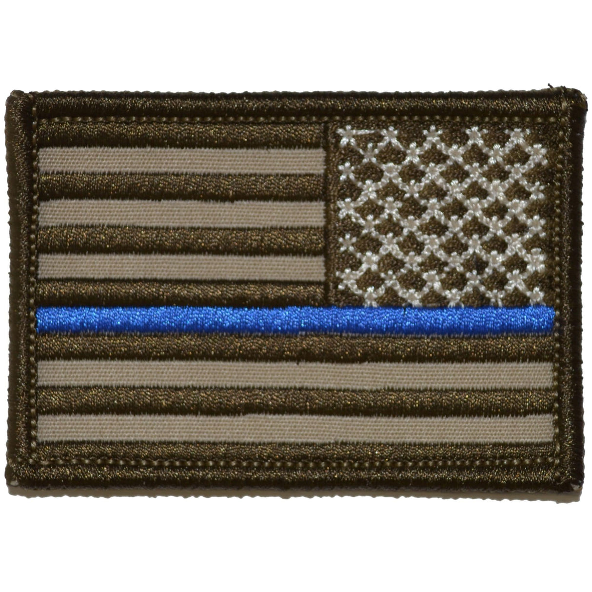 Reverse Thin Blue Line Police US Flag - 2x3 Patch in Coyote Brown, alternate view 2