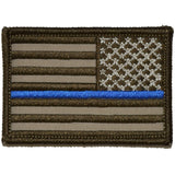Reverse Thin Blue Line Police US Flag - 2x3 Patch in Coyote Brown, alternate view 2