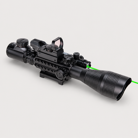 Pinty Nova 3-in-1 4-12x50 SFP Rifle Scope Combo, Green Laser