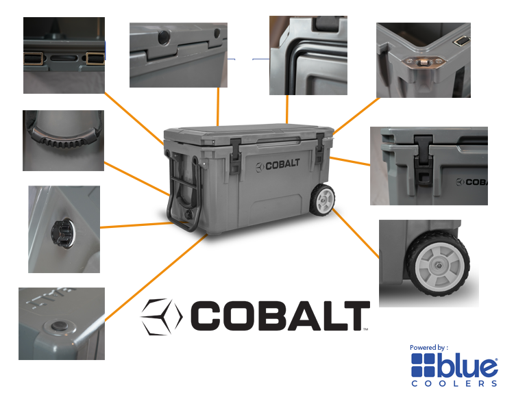 Super Cooler Roto-Moldado Cobalt de 55 Quartos