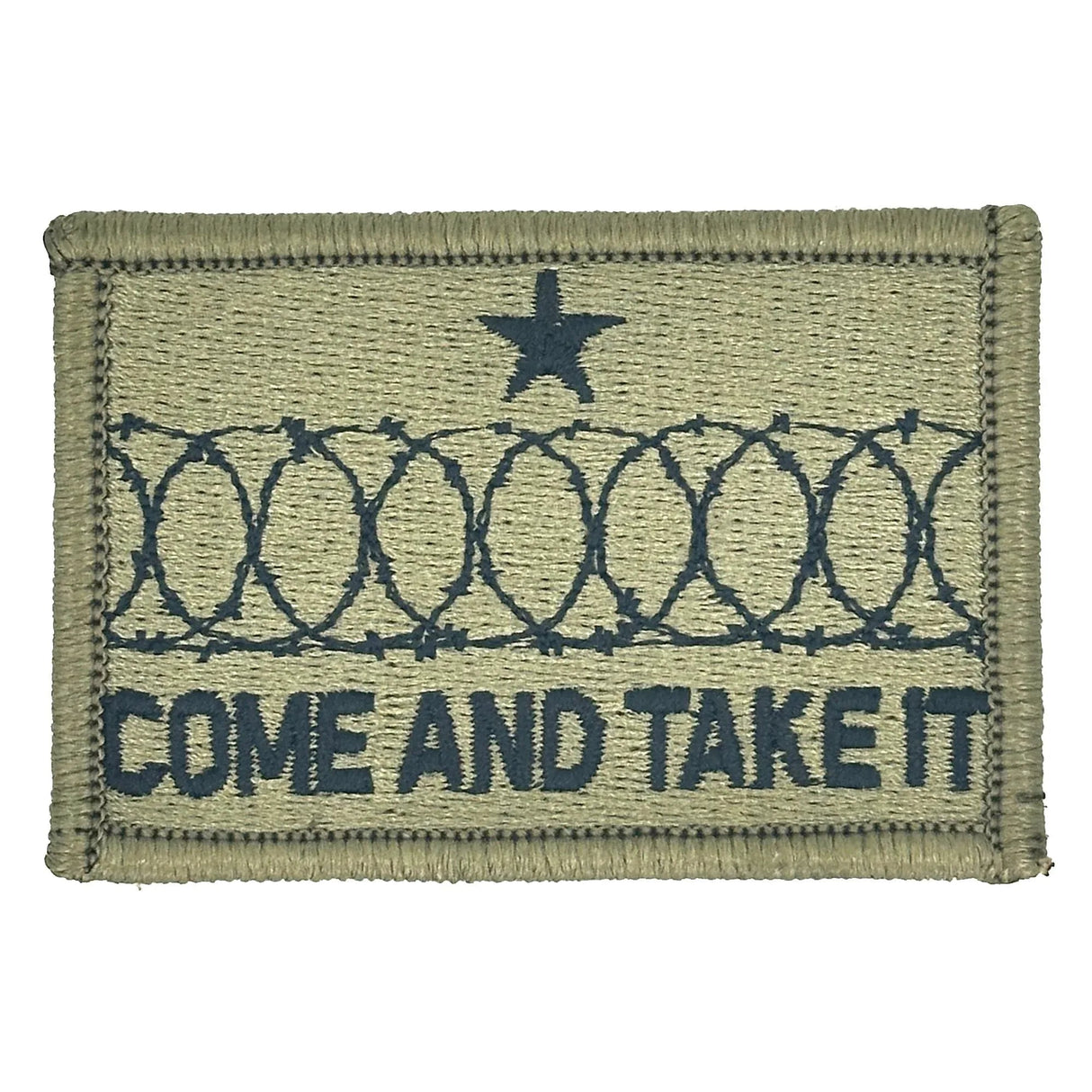Come And Take It Texas Border Wall Barbed Wire - 2x3 Patch in White, alternate view 2