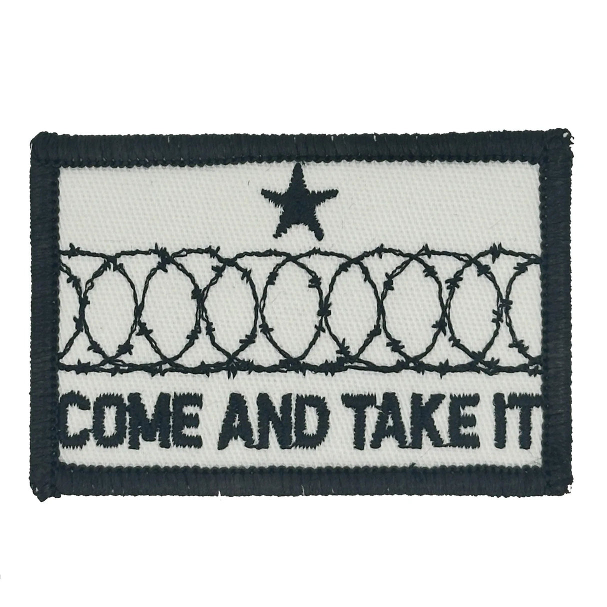 Come And Take It Texas Border Wall Barbed Wire - 2x3 Patch in White, alternate view 3