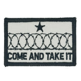 Come And Take It Texas Border Wall Barbed Wire - 2x3 Patch in White, alternate view 3