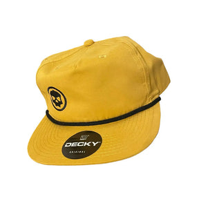 Decky Snapback Hat – Yellow / Black Skull Icon