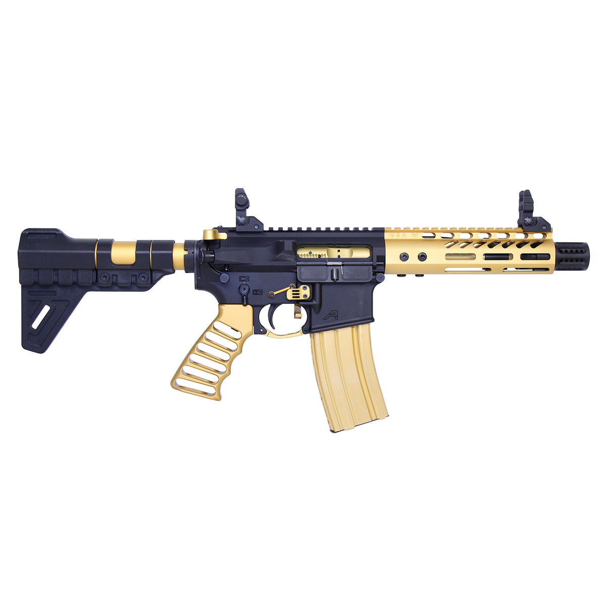 Ultralight Skeletonized Aluminum AR Pistol Grip in Gold, alternate view 4