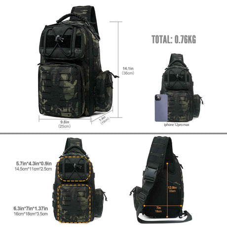 Raven Supply Military Tactical Sling Bag in CP Camo, alternate view 2