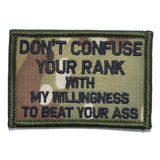 Don't Confuse Your Rank With My Willingness To Beat Your Ass - 2x3 Patch in MultiCam, alternate view 6
