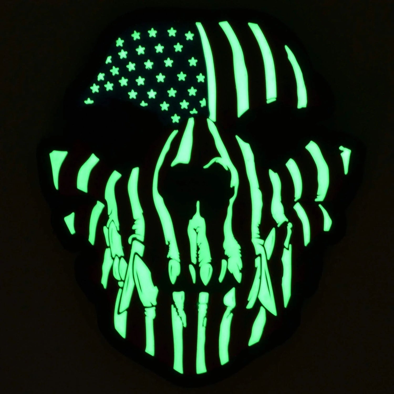 K9 Dog Canine Skull US Flag - 3x3.5 PVC Patch COLOR or GLOW IN THE DARK, alternate view 2