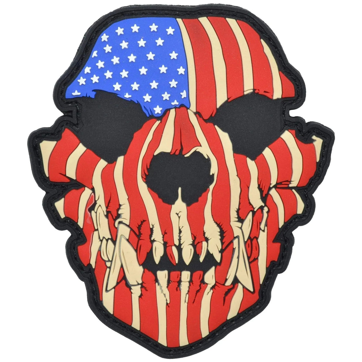 K9 Dog Canine Skull US Flag - 3x3.5 PVC Patch COLOR or GLOW IN THE DARK in Full Color