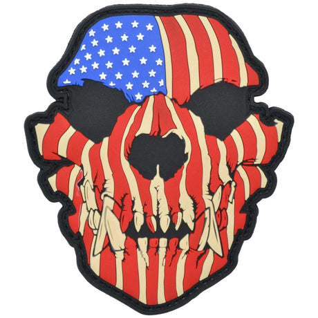 K9 Dog Canine Skull US Flag - 3x3.5 PVC Patch COLOR or GLOW IN THE DARK in Full Color