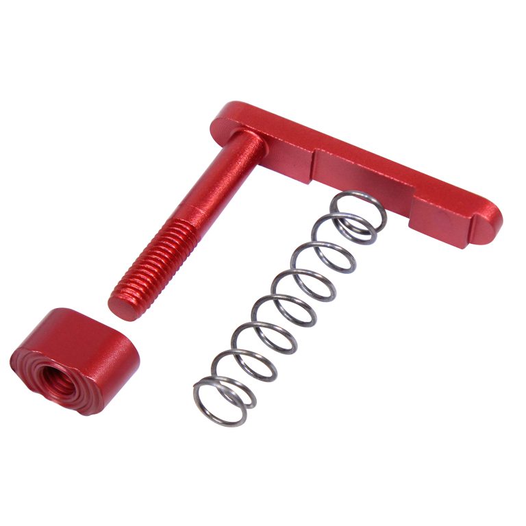 Guntec USA AR-15 Mag Catch Assembly With Extended Mag Button in Red, alternate view 5