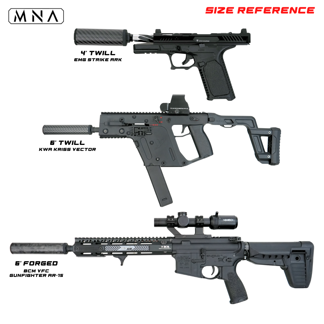 MNA Gen 6 Phantom™ Carbon Fiber Airsoft Suppressor, Forged, 6", alternate view 8
