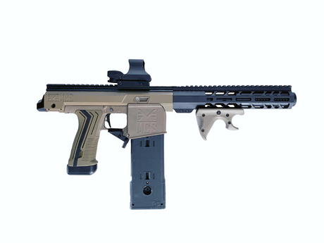EMF100 Paintball gun with a Black & FDE design on a white background
