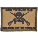 Hoist The Black Flag and Begin Slitting Throats Jolly Roger - 2x3 Patch in Coyote Brown w/ Black, alternate view 4