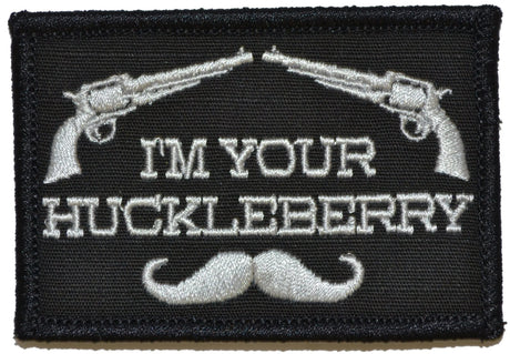 I'm Your Huckleberry - 2x3 Patch in Black w/ Red, alternate view 2