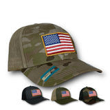 FLAG HATS (MULTI COLOR) in MIL GREEN / TAN