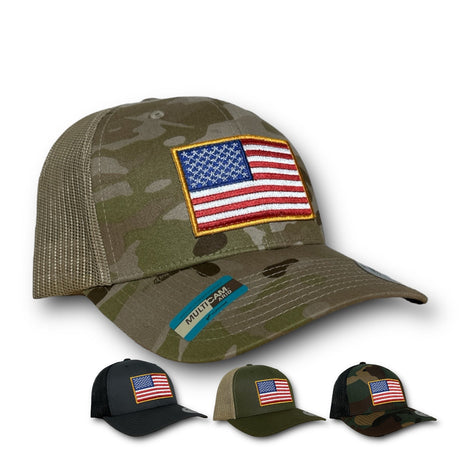 FLAG HATS (MULTI COLOR) in MIL GREEN / TAN