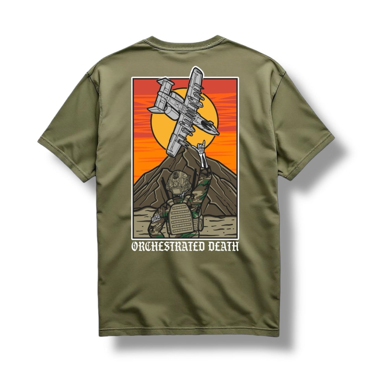 Orchestrated Death Graphic Tee Mil Green