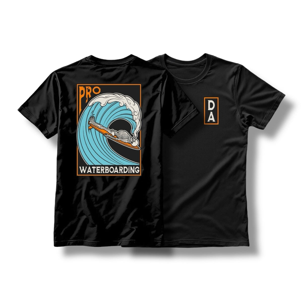 "WATERBOARDING" TEE (HEATHER BLACK / MUSTARD), alternate view 2
