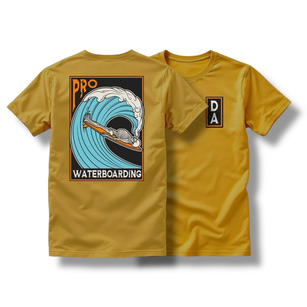 "WATERBOARDING" TEE (HEATHER BLACK / MUSTARD), alternate view 3