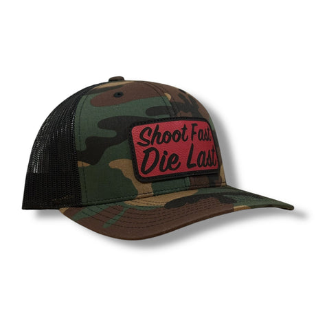 Shoot Fast Snapback Trucker Hat in Woodland, alternate view 2