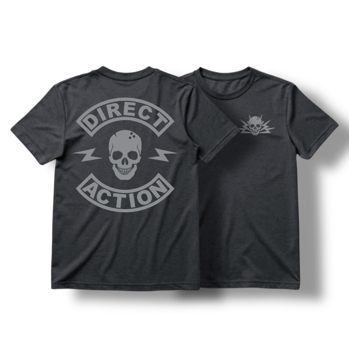 DA Rocker Graphic Tee Heather Charcoal / Heather Red, L (Charcoal), alternate view 3